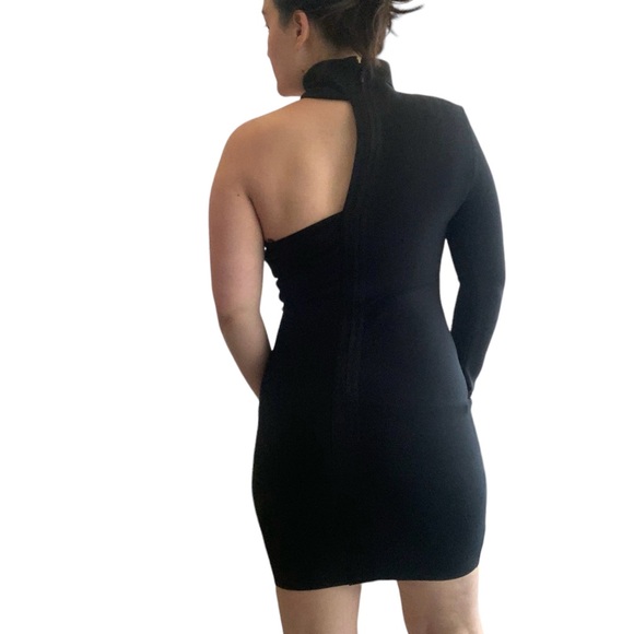 NEW One Shoulder Midi Asymmetrical Dress in Black - Picture 10 of 17